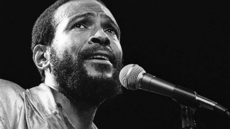 Marvin Gaye performing on stage