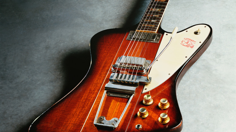 Close-up of a Gibson Firebird V 1964