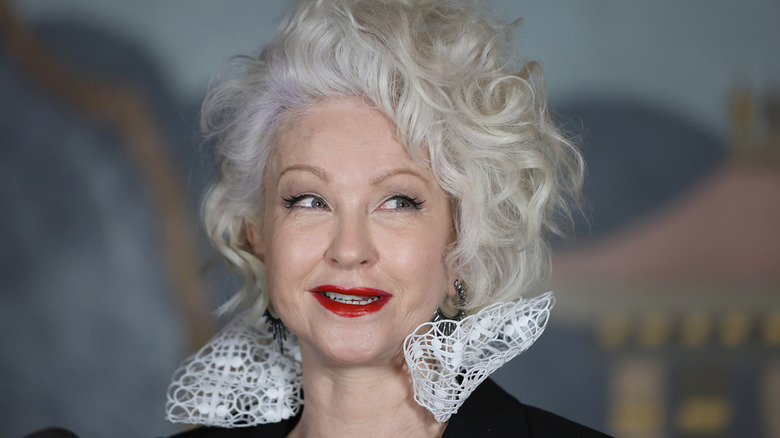 Cyndi Lauper looking to the side
