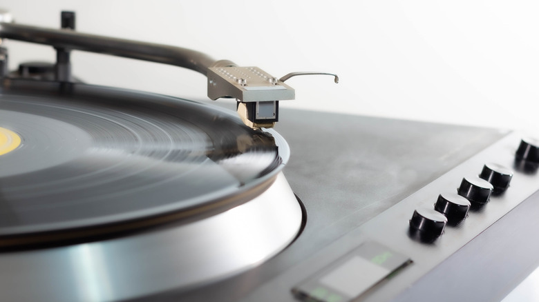 Vinyl record on a turntable