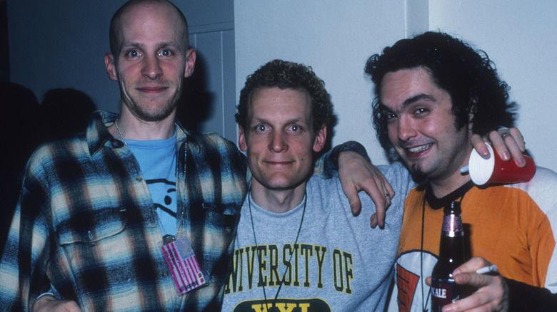 Presidents of the USA posing at a party