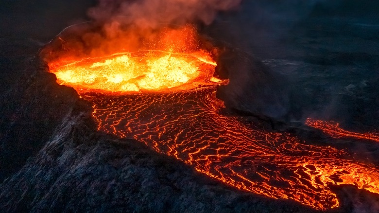 A volcanic eruption 