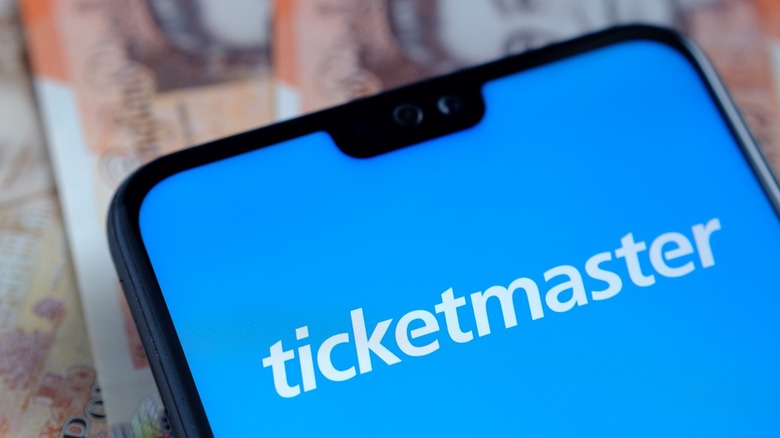 Ticketmaster logo on a cell phone