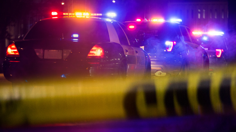 Police lights and police tape