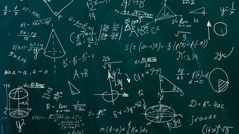 Formulae on a chalkboard
