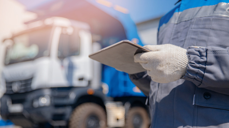 garbage collector with truck 