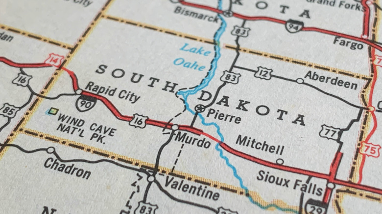 An atlas map of South Dakota