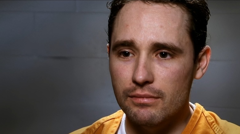Skylar Deleon orange jumpsuit in prison interview looking sad
