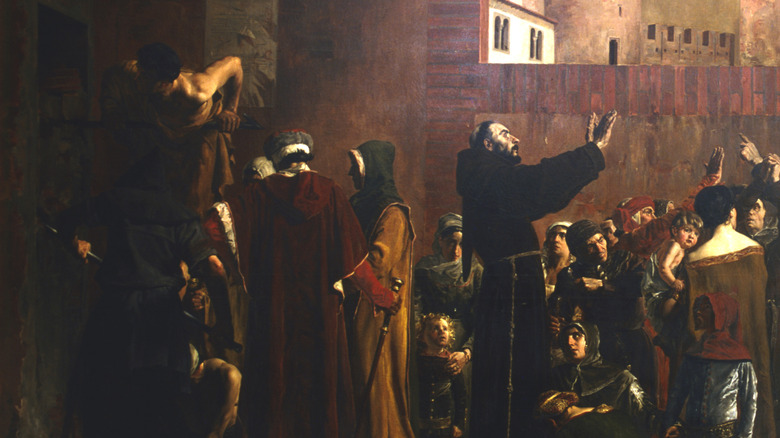 Painting depicting siege against the Cathars