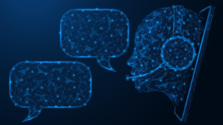 Chatbot speaking text bubbles