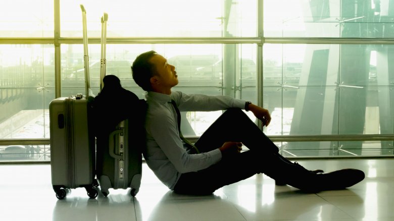 A passenger stranded at the airport