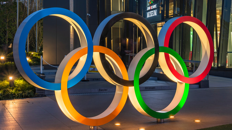 Olympic rings outside Japan's Olympic Museum 