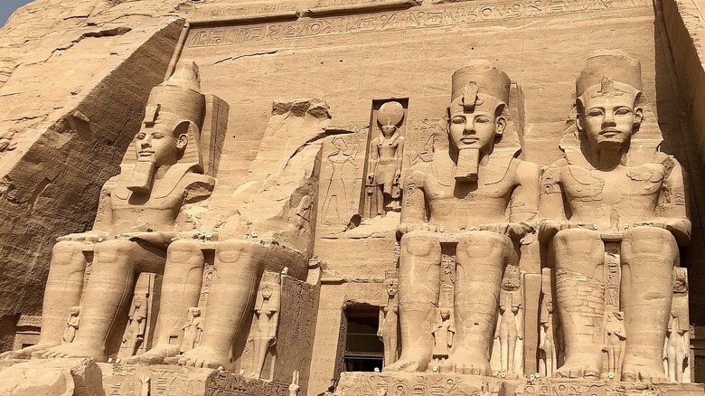 Huge statues at the Great Temple of Rameses II.