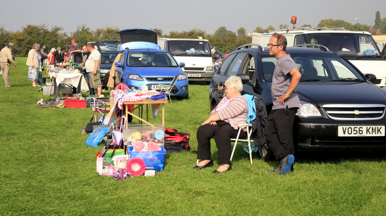 car boot sale in field