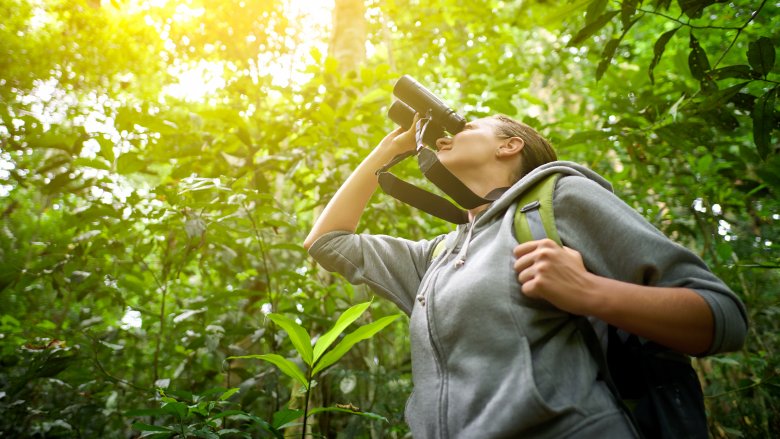 Woman with binoculars