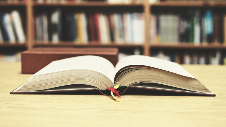 open bible on a table