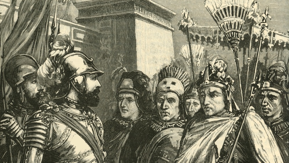 Monteczuma and Cortés meeting