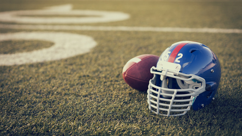football helmet on empty field