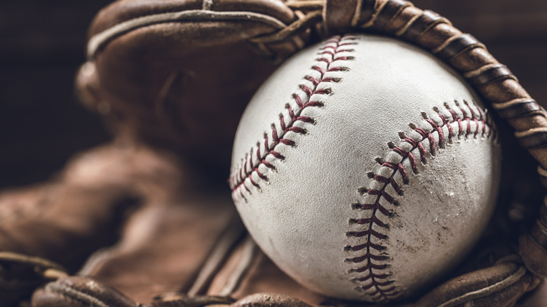 baseball in glove