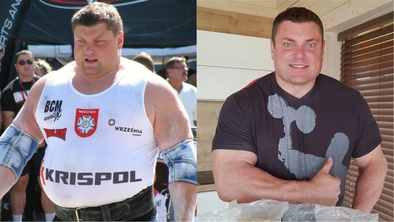Savickas younger competing and older smiling thumbs up