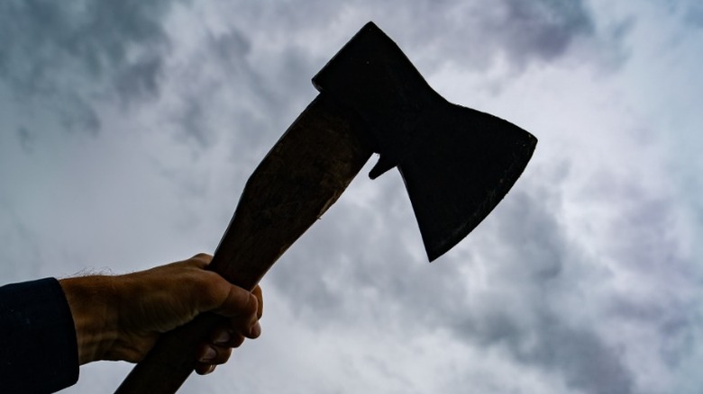 ax raised to the sky
