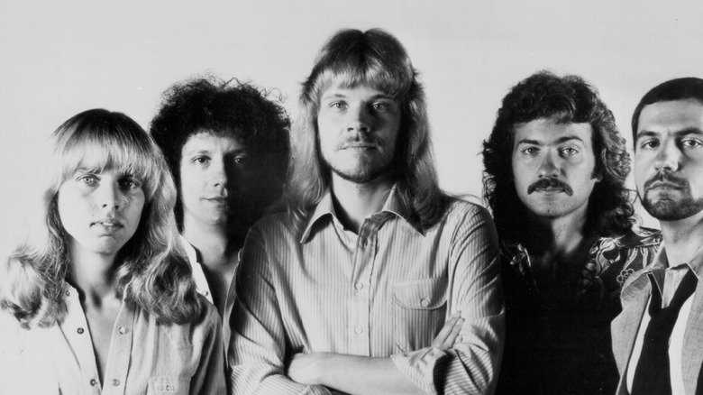Black and white portrait of Styx, circa 1977