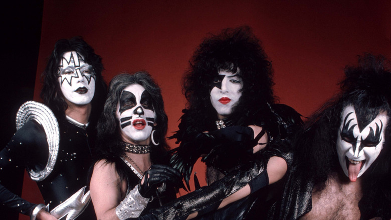 Ace Frehley, Peter Criss, Paul Stanley, and Gene Simmons in full KISS makeup