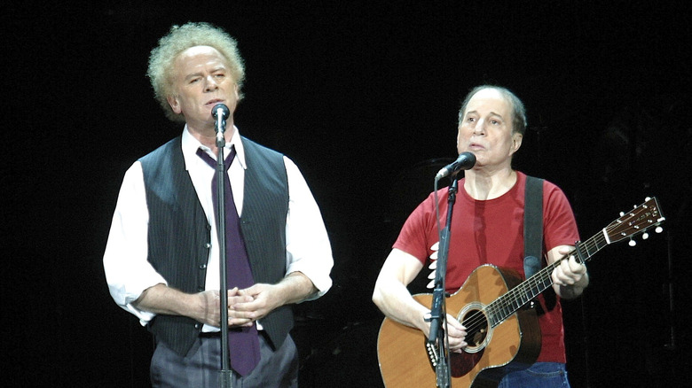 Paul Simon and Art Garfunkel on stage