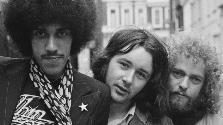 Thin Lizzy band 70s style photo in city