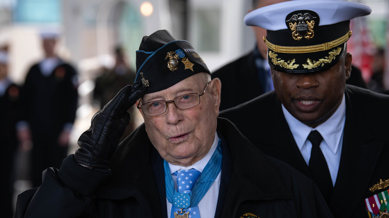 Hershel Williams gives salute