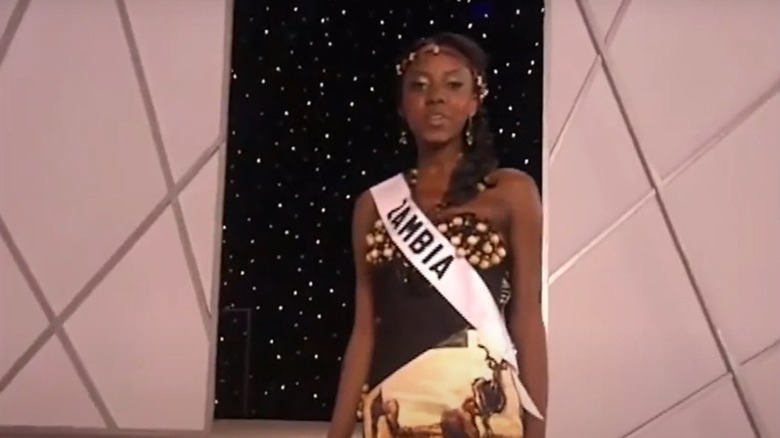 Miss Zambia Mofya Chisenga speaking to the camera