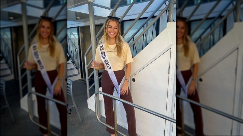 Sienna Weir pageant sash and champagne glass