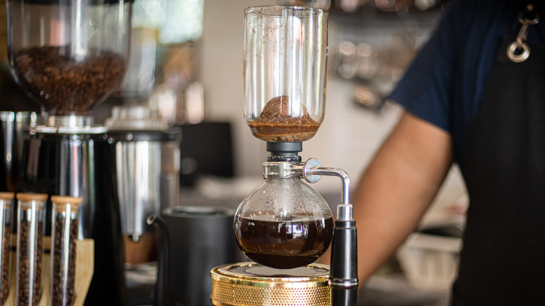 A vacuum coffee maker 