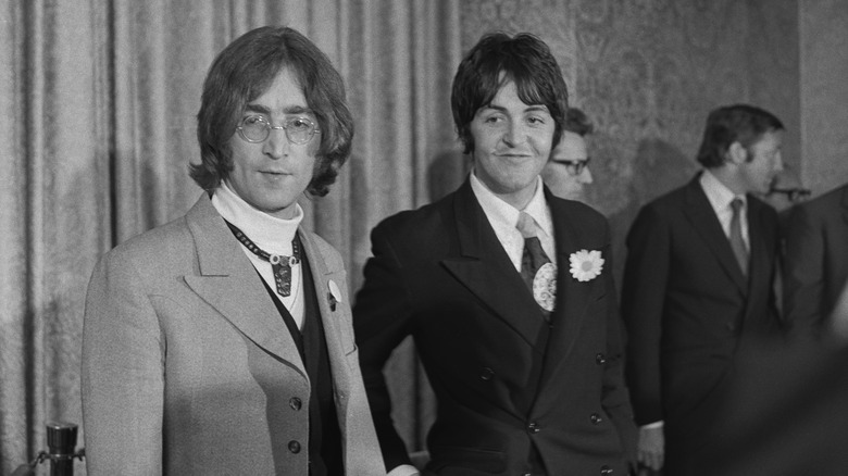 John Lennon and Paul McCartney smiling