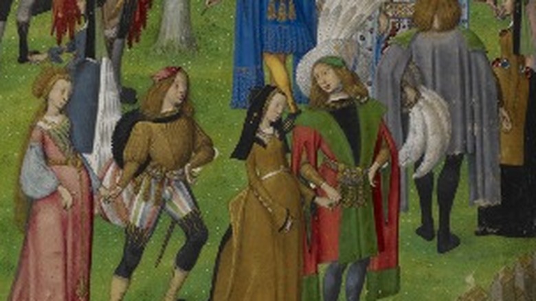 Gathering in a Medieval garden 