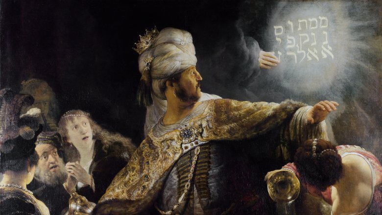 belshazzar's feast glowing writing on wall