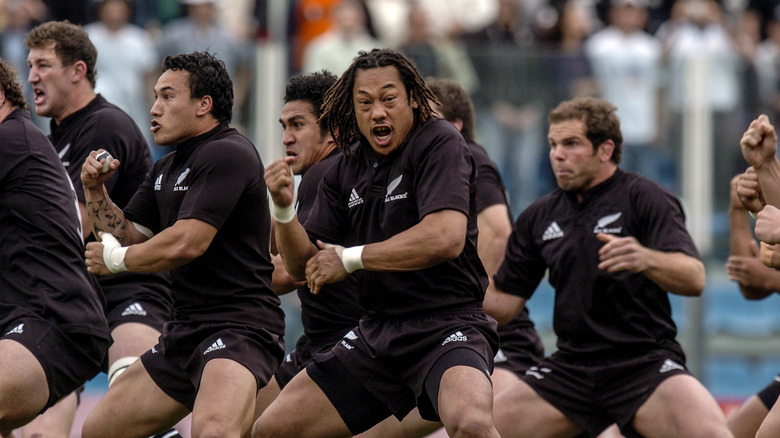The All Blacks performing a haka