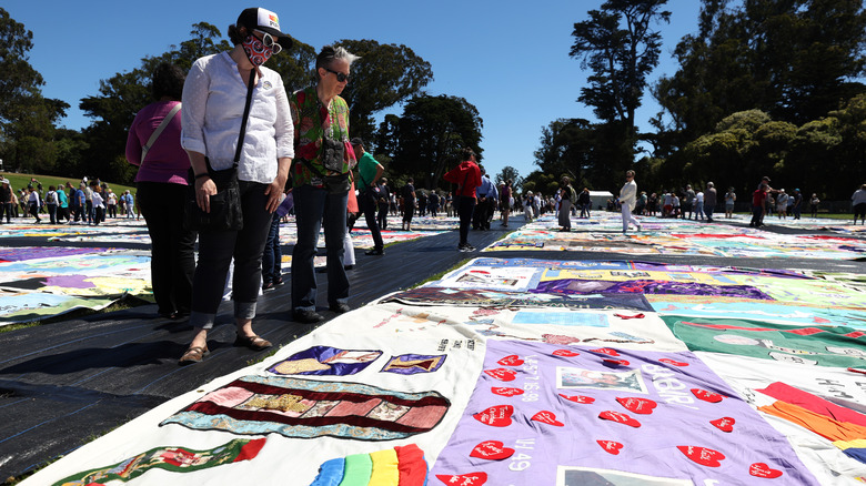 AIDS memorial quilt on display
