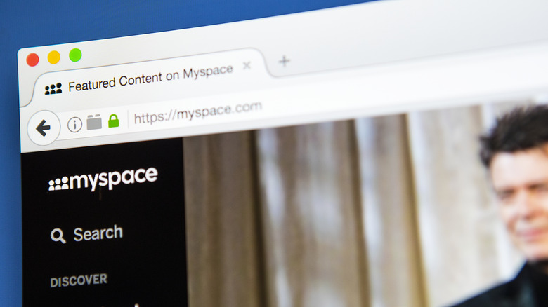 Screenshot of MySpace homepage