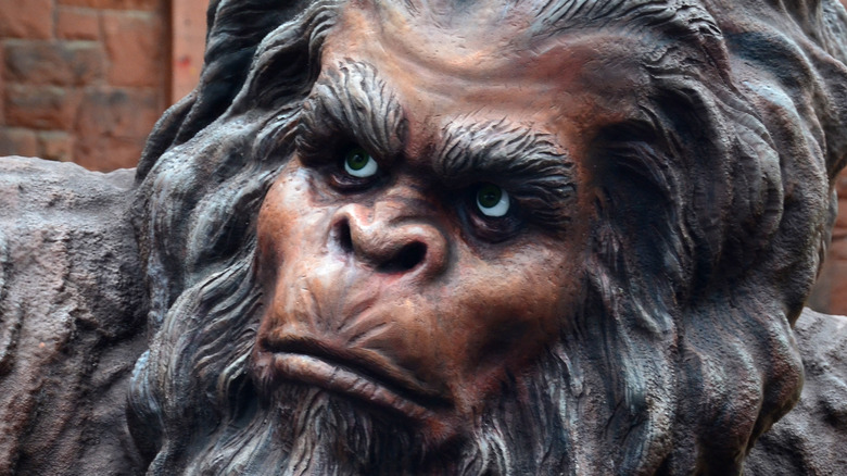 Close up of a Sasquatch statue