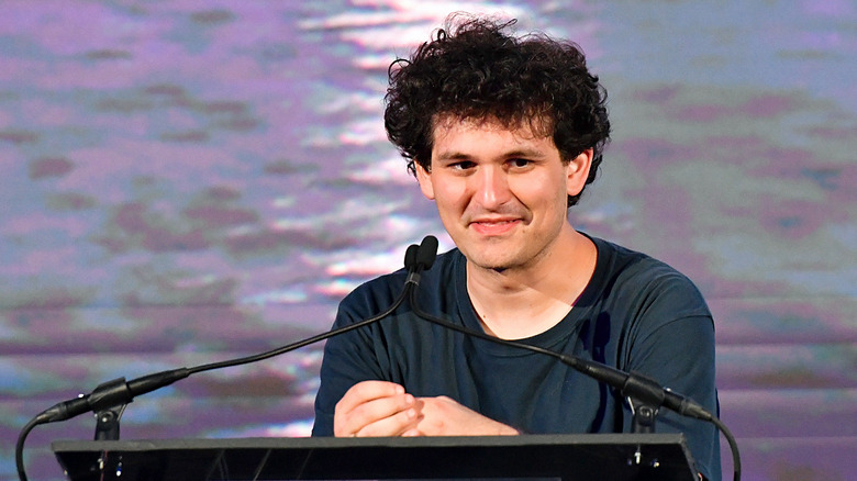 Sam Bankman-Fried speaking at an event