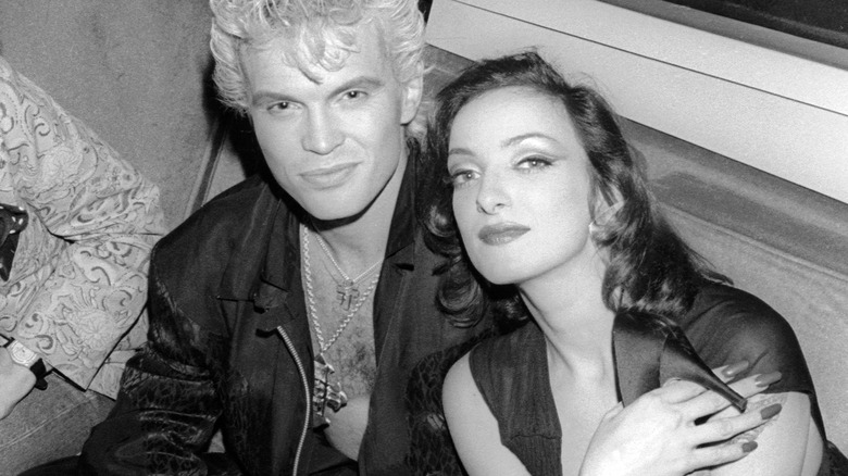 Billy Idol Perri Lister smiling black and white