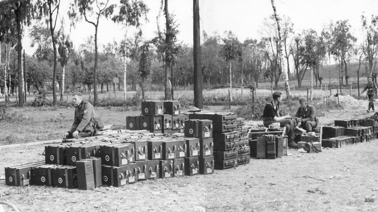 German soldiers with captured Polish ammo