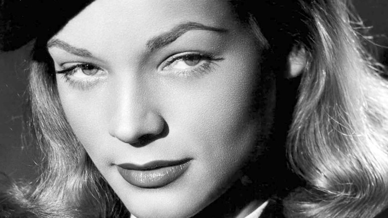 Lauren Bacall in black and white