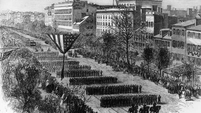 illustration of funeral procession of Abraham Lincoln