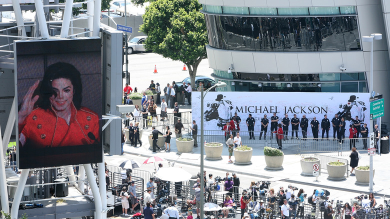 Outside Staples Center at Michael Jackson's funeral