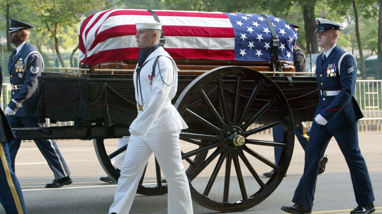 Ronald Reagan coffin on carriage