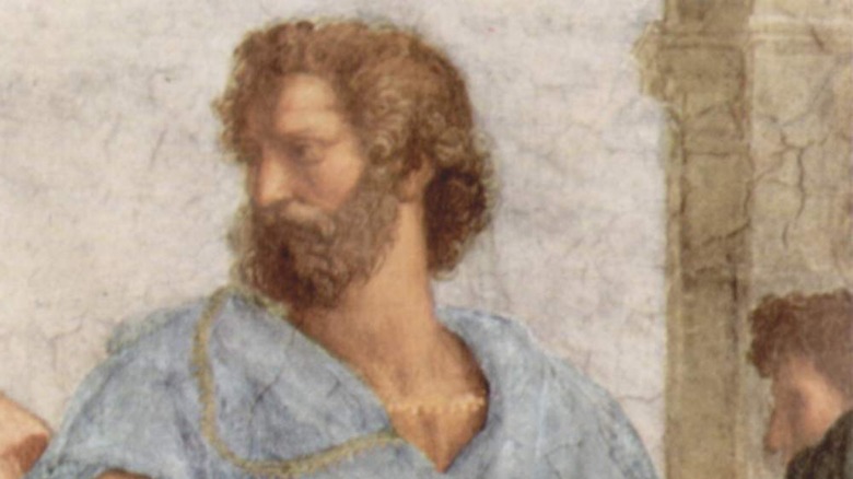 detail of Aristotle from the School of Athens