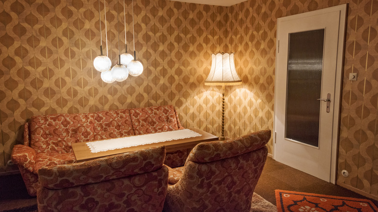 an otherworldly vision of a room in browns and ochers