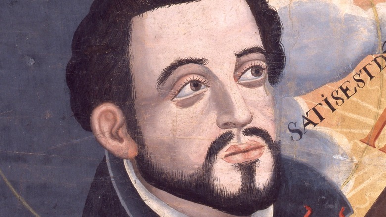 Portrait of St. Francis Xavier beard looking up